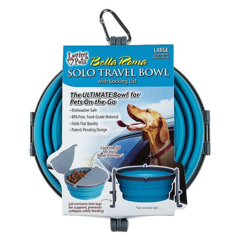 Loving Pets, Bella Roma Blue Travel Bowl, 1 count - Large