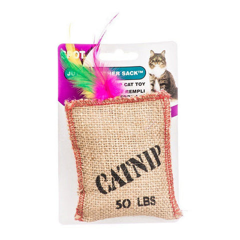 Spot, Jute & Feather Sack with Catnip Cat Toy, Jute & Feather Sack