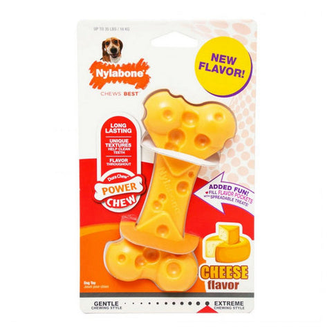 Nylabone, Power Chew Cheese Bone Dog Toy, Wolf (Dogs up to 35 lbs)