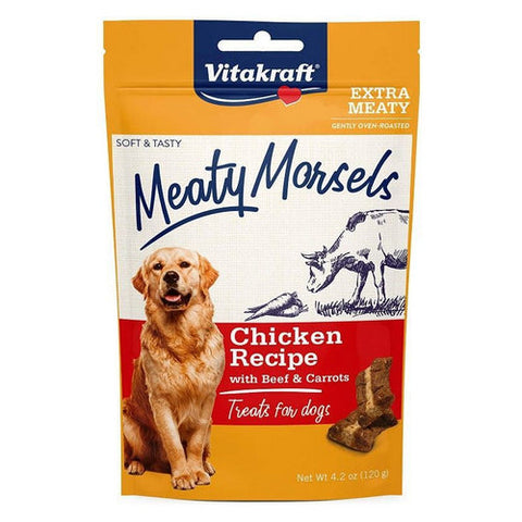 Vitakraft, Meaty Morsels Mini Chicken Recipe with Beef and Carrots Dog Treat, 4.2 oz