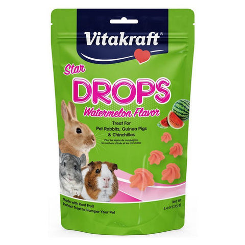 Vitakraft, Star Drops Treat for Rabbits, Guinea Pigs & Chinchillas - Watermelon Flavor, 4.4 Oz