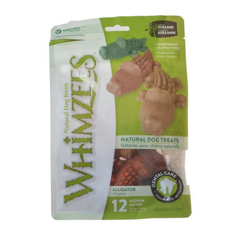 Whimzees, Natural Dental Care Alligator Dog Treats, Medium - 12 Pack - (Dogs 25-40 lbs)
