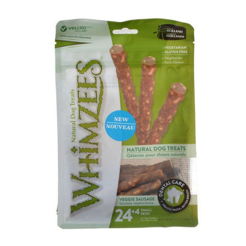 Whimzees, Natural Dog Treats - Veggie Sausage Sticks, Small - 28 Pack - (Dogs 15-25 lbs)