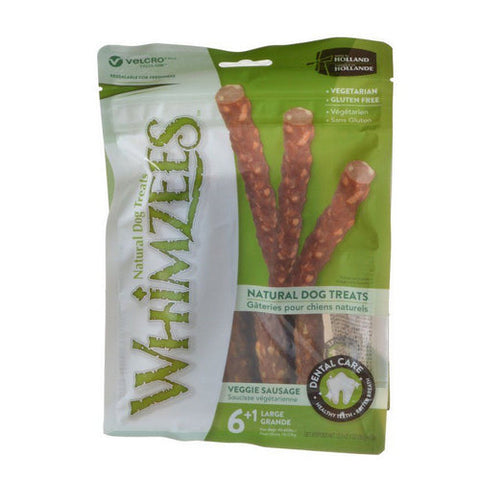 Whimzees, Natural Dog Treats - Veggie Sausage Sticks, Large - 7 Pack - (Dogs 40-60 lbs)