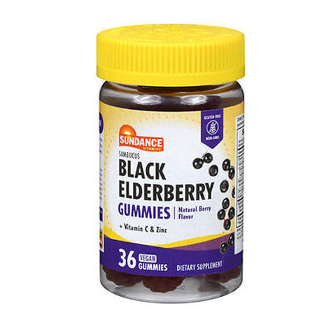 Sundance, Vitamins Black Elderberry Vegan Gummies Natural Berry Flavor, 36 Count