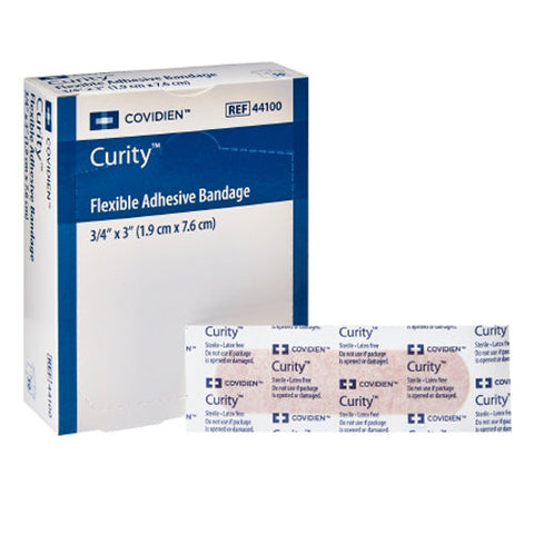 Cardinal, Curity Tan Adhesive Strip �� x 3 Inch, Box Of 50