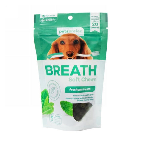 Petsprefer, Breath Soft Chews for Dogs, 30 Soft Chews