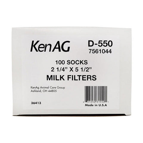 KenAg Low-Pressure Milk Filter Socks - 2-1/4" x 5-1/2" (D550) 100 Count by Kenag
