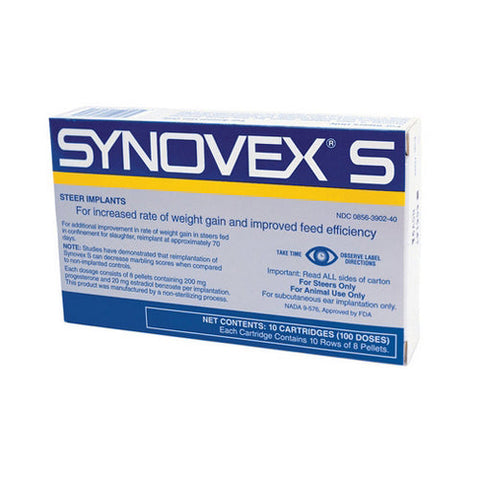 Zoetis, Synovex S Implants for Steers, 10 Cartridges