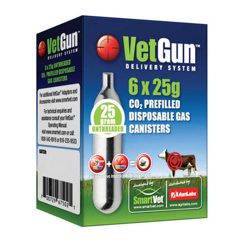 Vetgun, VetGun CO2 Canisters, 6 X 25 Grams
