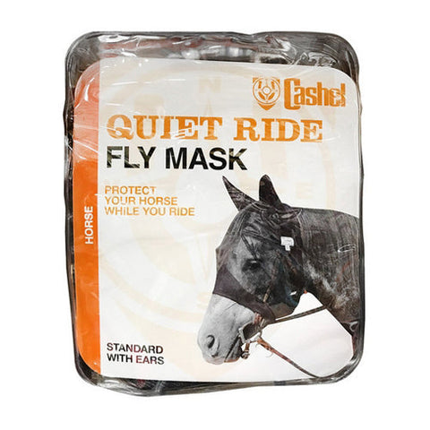 Cashel, Quiet Ride Standard Nose Pasture Fly Mask with Ears Horse Black, 1 Count
