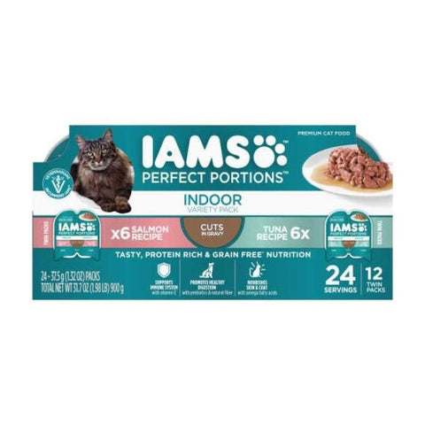 Iams, Iams Perfect Portions Indoor Cuts Tuna & Salmon Multipack, 2.6 Oz (Case of 2)