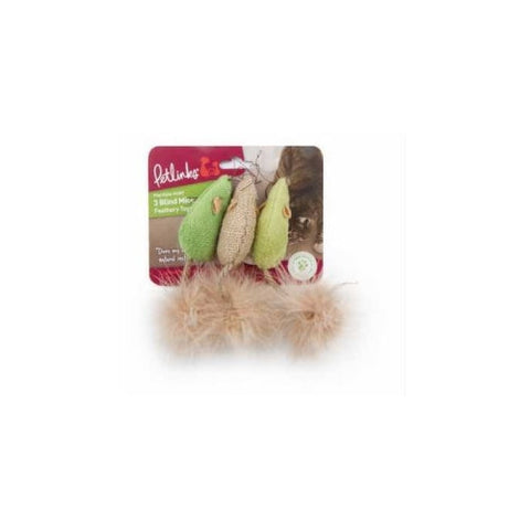 Quaker, Quaker Petlinks 3 Blind Mice Plush Mice W/Feather Tail Catnip Toys, 1 Each