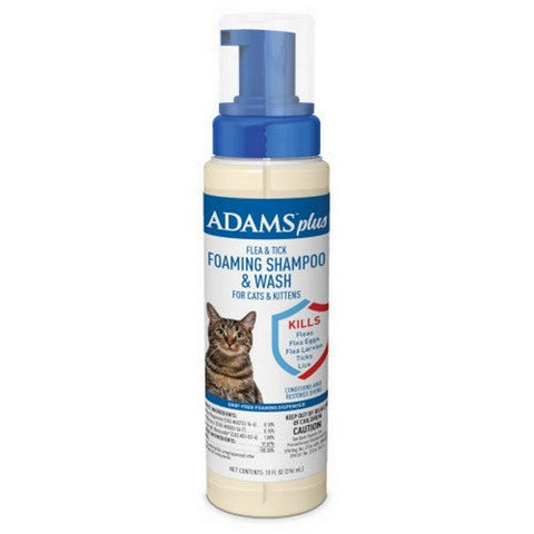 Adams, Adams Plus Flea & Tick Foaming Shampoo & Wash for Cats & Kittens, 1 Each/10 Oz