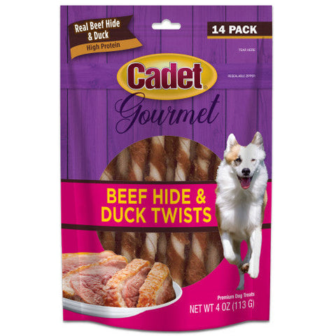 Cadet, Cadet Gourmet Beef Hide & Duck Dog Twist Sticks, Beef Hide & Duck, 1 Each/5 In. (14 Count)