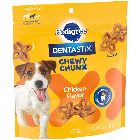 Pedigree, Pedigree Dentastix Chewy Chunx Dog Treat, Chicken, 1 Each/4 Oz, SM/Medium