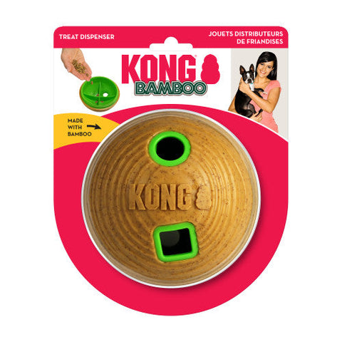 Kong, KONG Bamboo Treat Dispenser Ball Dog Toy, Tan, 1 Each/MD, 4.75 in