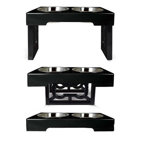 OurPets, OurPets Barking Bistro Adjustable Elevated Dog Feeder, Black, 1 Each