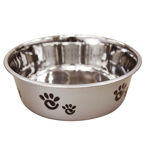 Spot, Spot Barcelona Stainless Steel Paw Print Dog Bowl, Silver, 1 Each/64 Oz