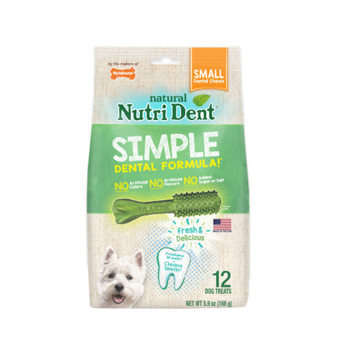 Nylabone, Nylabone Nutri Dent SIMPLE Natural Dental Fresh Breath Flavored Chew Treats, 1 Each/SMall, 12 Count