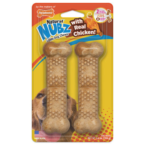 Nylabone, Nylabone Natural Nubz Chicken Dog Treats, 2 count, 1 Each/Large - 30+ Ibs.