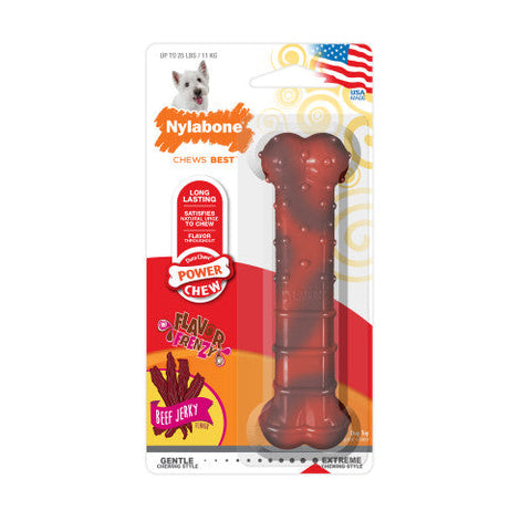 Nylabone, Nylabone Flavor Frenzy Power Chew Dog Toy, Beef Jerky, 1 Each/SMall/Regular (1 Count)