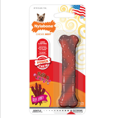 Nylabone, Nylabone Flavor Frenzy Power Chew Dog Toy, Beef Jerky, 1 Each/XS/Petite (1 Count)