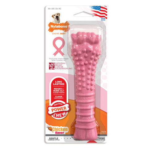 Nylabone, Nylabone Breast Cancer Awareness Pink Power Chew Textured Dog Toy, 1 Each/XL/Souper (1 Count)