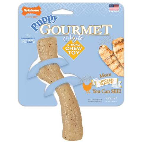 Nylabone, Nylabone Puppy Gourmet Style Strong Chew Toy, Stick, Chicken, 1 Each/Medium/Wolf (1 Count)