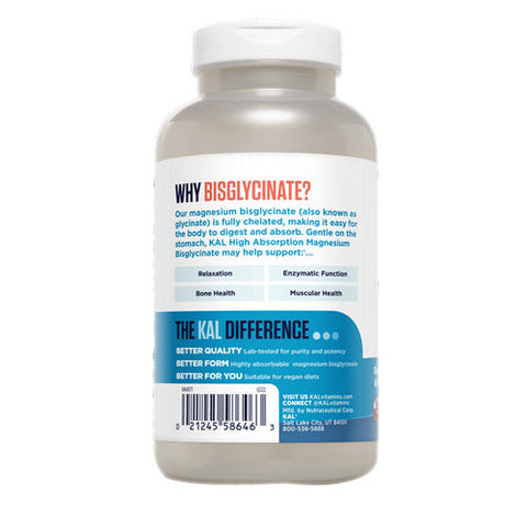 Kal, Chelated Magnesium Bisglycinate, 180 Count