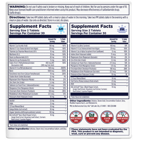 Kal, Multivitamin Am/Pm Women's 50+, 2x60 Caps