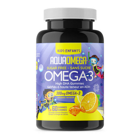 AquaOmega, High DHA Kids Gummies Orange, 60 Gummies