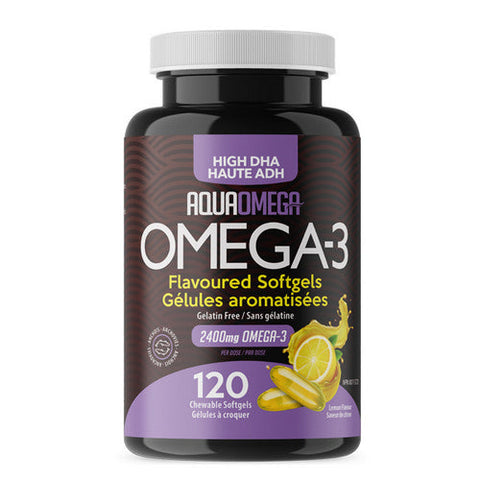 AquaOmega, High DHA Chewables Lemon, 120 Count