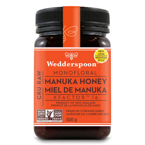 Wedderspoon, Raw Manuka Honey Kfactor 16, 500 Grams