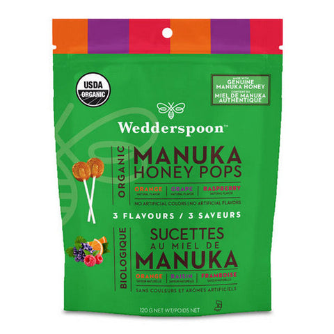 Wedderspoon, Org Manuka Honey Pops Variety Pack, 120 Grams