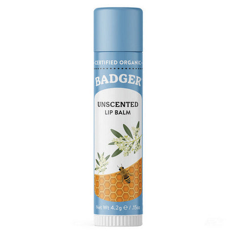 Badger Balm, Unscented Lip Balm Stick, .15 Oz