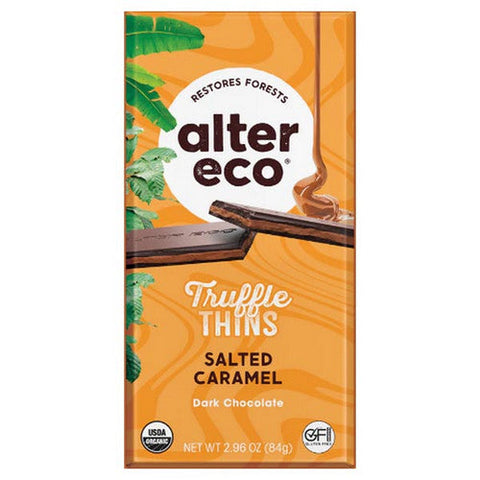 Alter Eco, Salt Caramel Dark Chocolate Truffle Thins, 2.96 Oz