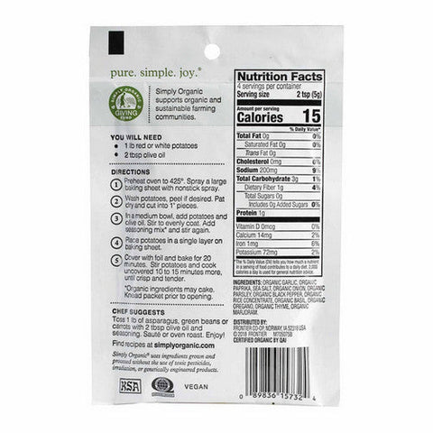 Simply Organic, Garlic & Herb Vegetable Seasoning Mix, 0.71 Oz