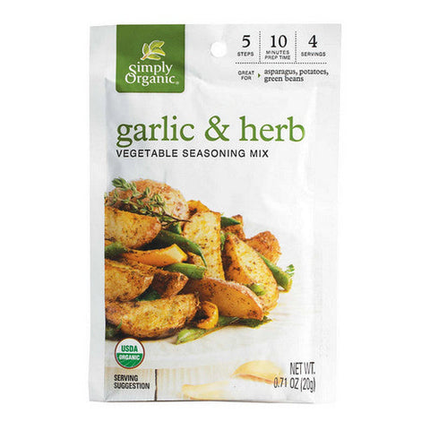 Simply Organic, Garlic & Herb Vegetable Seasoning Mix, 0.71 Oz