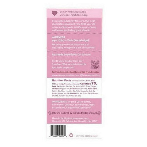 Elements Truffles, Rose Bar With Cardamom Infusion, 2 Oz