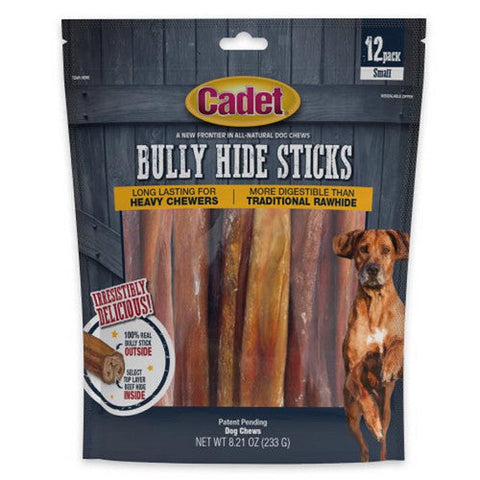 Cadet, Bully Hide Sticks All Natural Dog Chews Small Stick, 12 Count