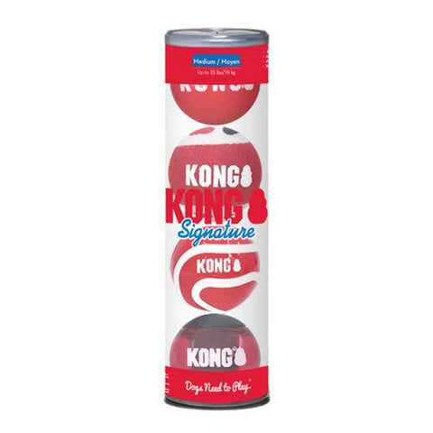 Kong, Signature Ball Dog Toy Assorted, 4 Count / Medium