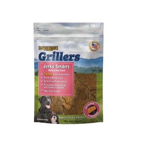 Savory Prime, Girllers Jerky Tenders Dog Treats Salmon, 1 Count / 8 Oz (Strip)