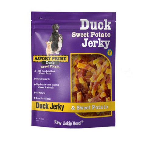 Savory Prime, Natural Jerky Treats Sweet Potato and Duck, 1 Count / 8 Oz (Strip)
