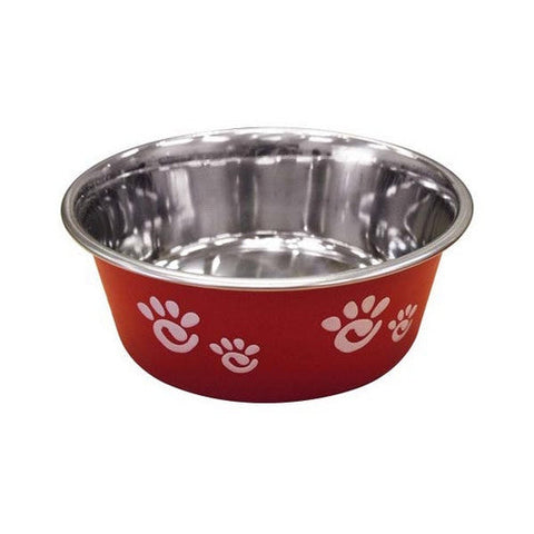 Spot, Barcelona Stainless Steel Paw Print Dog Bowl Raspberry, 1 Count / 32 Oz