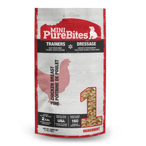 PureBites, Mini Trainers Pure Dog Treats Chicken Breast, 1 Count (2.1 Oz / Freeze Dried )