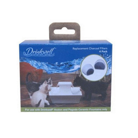 PetSafe, Single Cell Charcoal Replacement Filters for Avalon and Pagoda Ceramic Fountains White, 4 Count