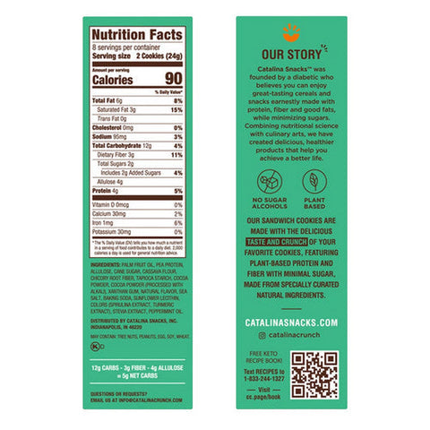 Catalina Crunch, Keto Friendly Chocolate Mint Sandwich Cookies, 6.8 Oz(Case Of 6)
