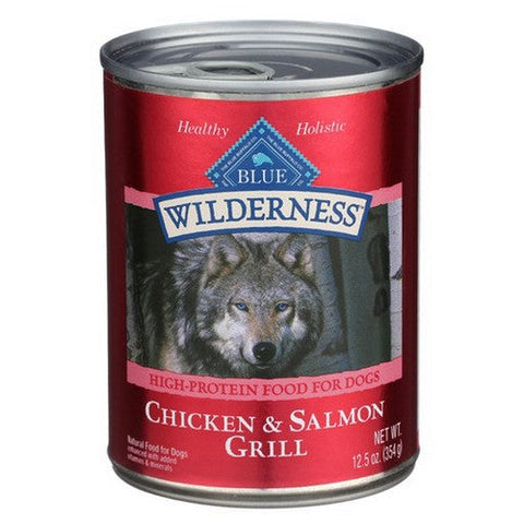 Blue Buffalo, Wilderness High Protein Natural Adult Wet Dog Food with Salmon & Chicken Grill, 12.5 Oz (Case Of 12)
