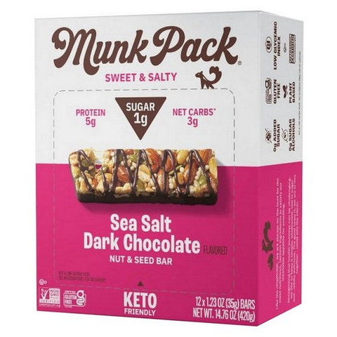 Munk Pack, Sea Salt Dark Chocolate Keto Nut And Seed Bar, 1.23 Oz(Case Of 12)